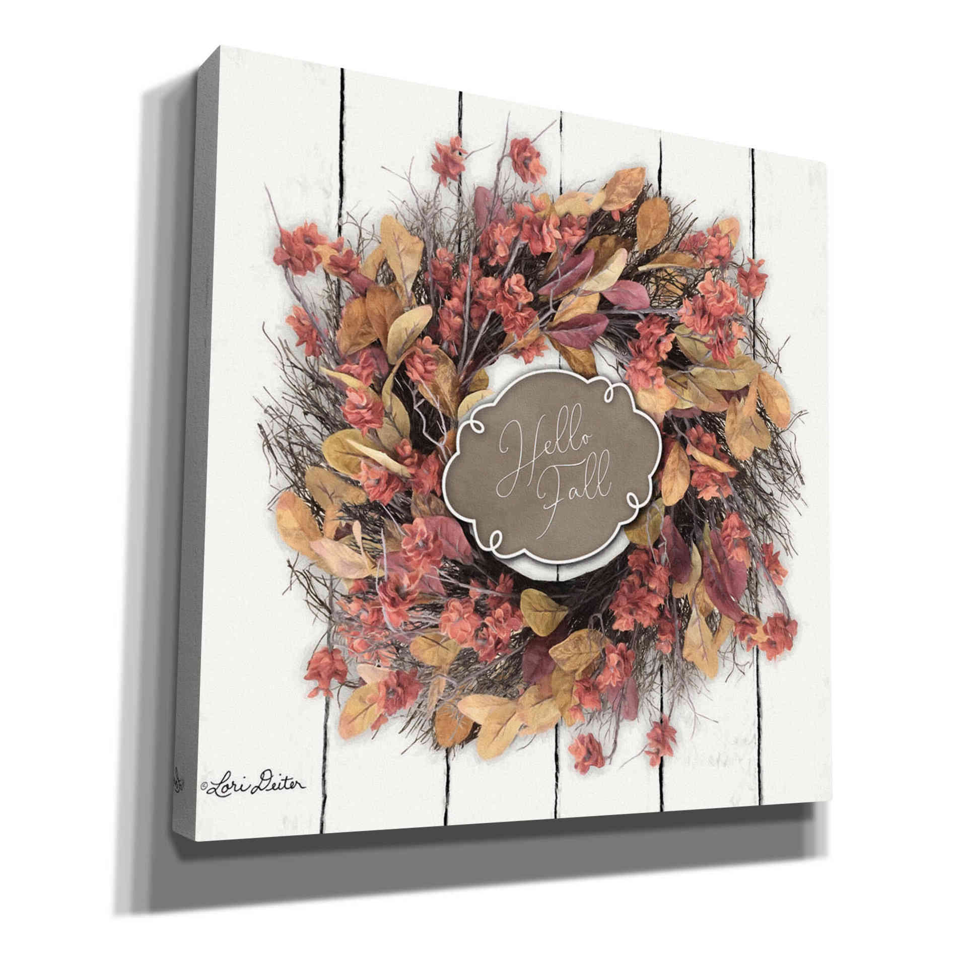 'Hello Fall Wreath' by Lori Deiter, Canvas Wall Art