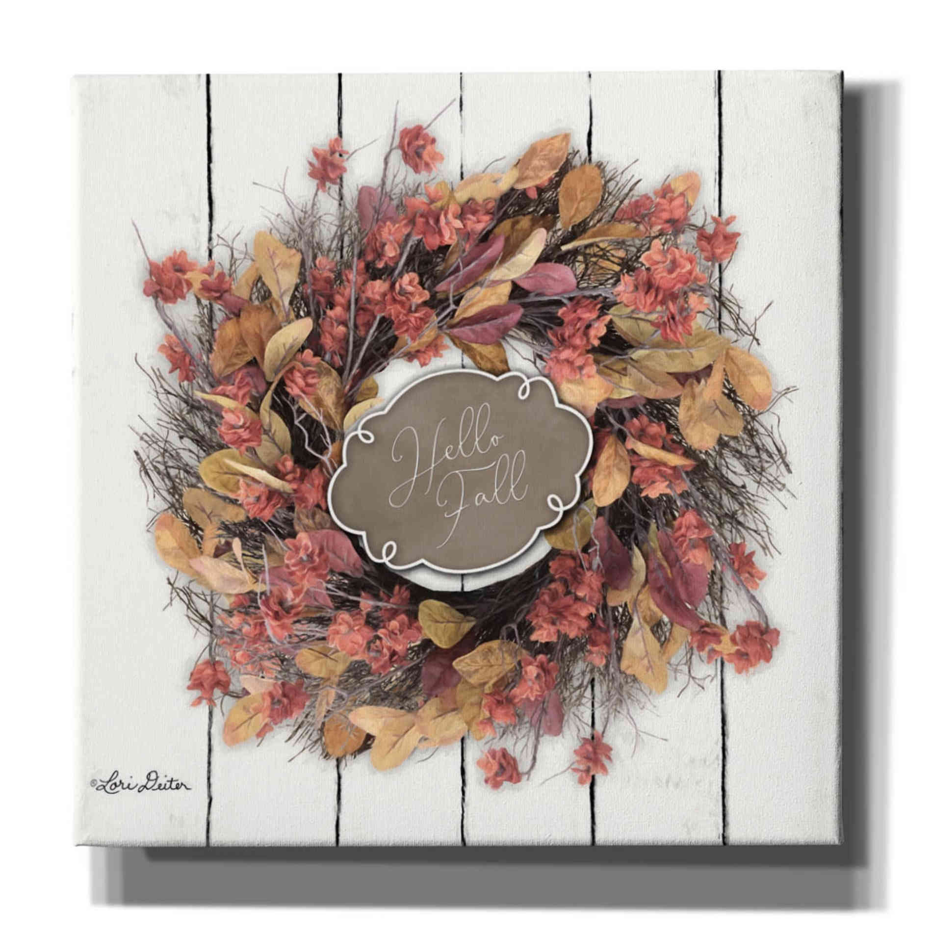 'Hello Fall Wreath' by Lori Deiter, Canvas Wall Art