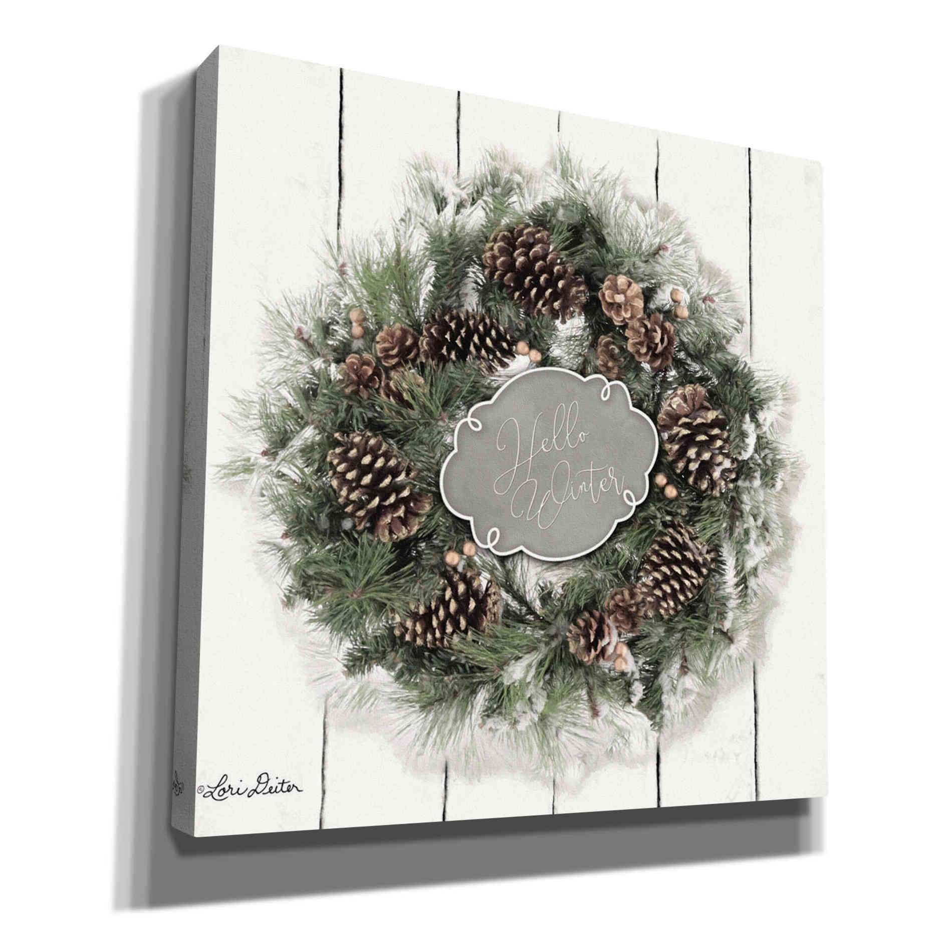 'Hello Winter Wreath' by Lori Deiter, Canvas Wall Art