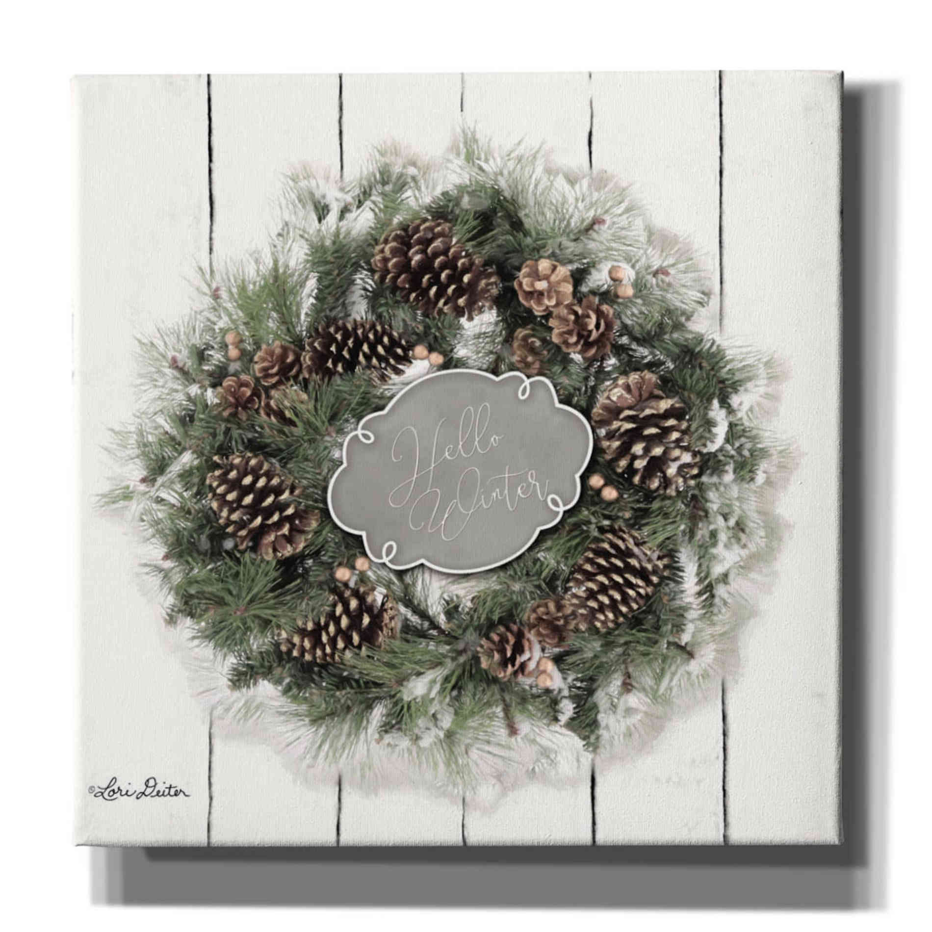 'Hello Winter Wreath' by Lori Deiter, Canvas Wall Art