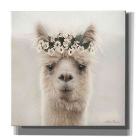 'Alpaca with Flowers' by Lori Deiter, Canvas Wall Art