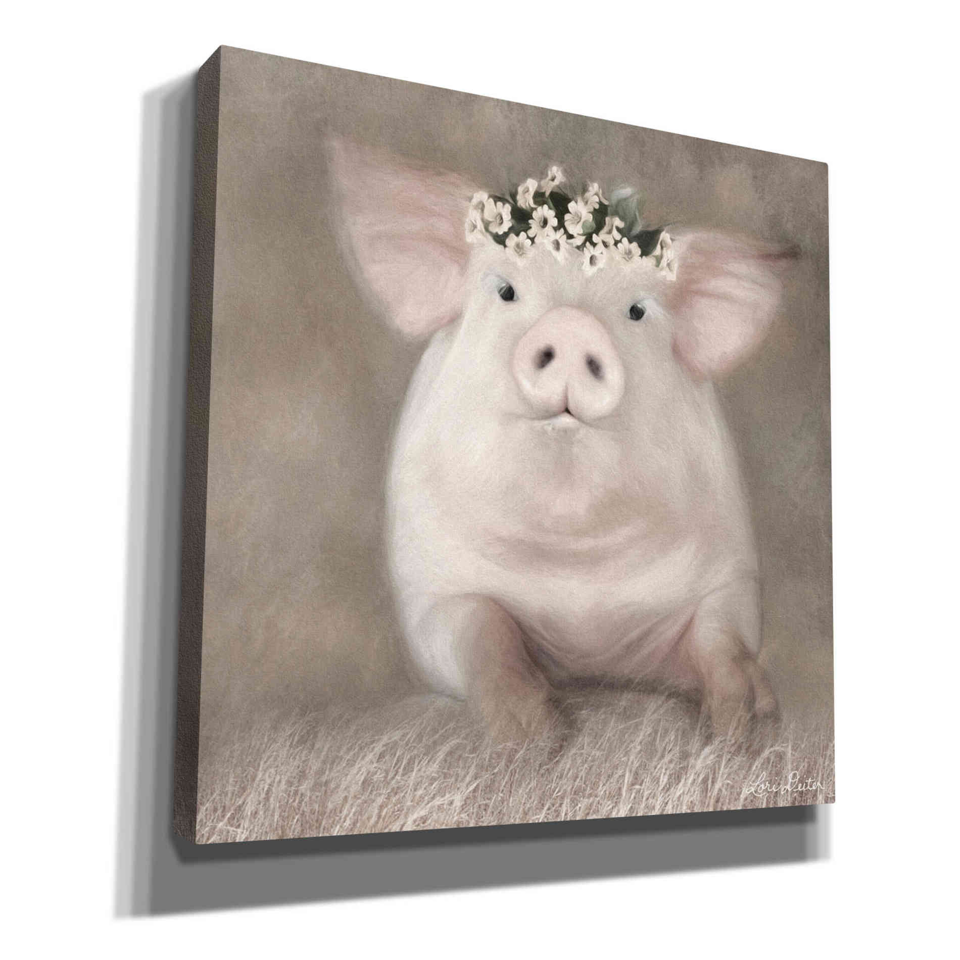 'Painted Piggy' by Lori Deiter, Canvas Wall Art