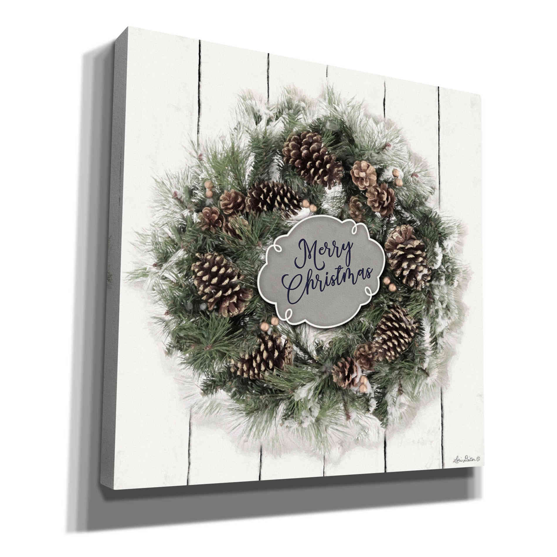 'Merry Christmas Wreath' by Lori Deiter, Canvas Wall Art
