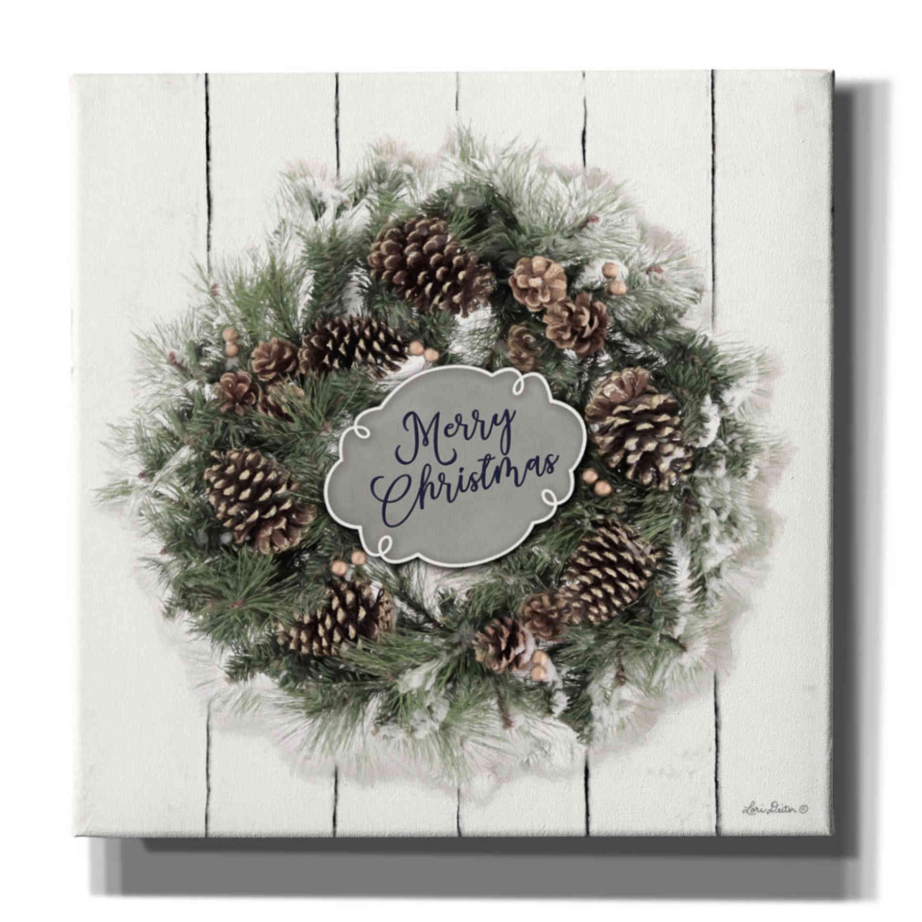 'Merry Christmas Wreath' by Lori Deiter, Canvas Wall Art