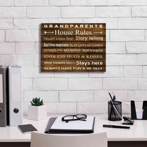 'Grandparents House Rules' by Cindy Jacobs, Canvas Wall Art,16 x 12
