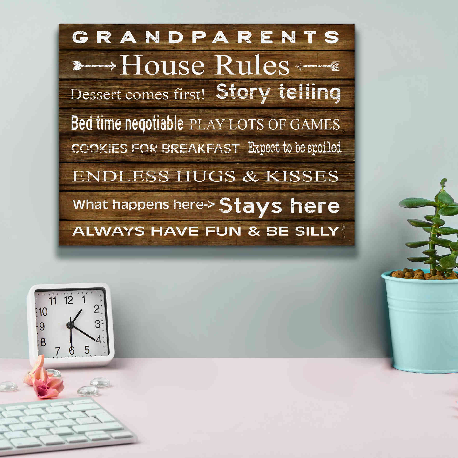'Grandparents House Rules' by Cindy Jacobs, Canvas Wall Art,16 x 12