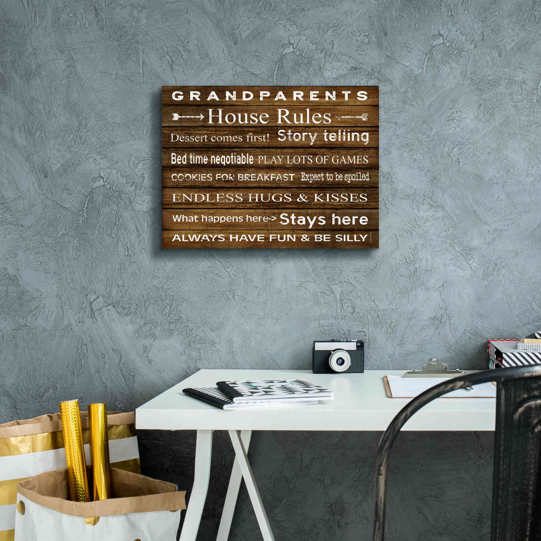 'Grandparents House Rules' by Cindy Jacobs, Canvas Wall Art,16 x 12