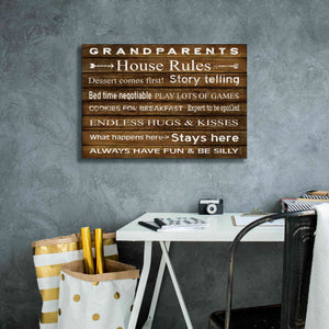'Grandparents House Rules' by Cindy Jacobs, Canvas Wall Art,26 x 18