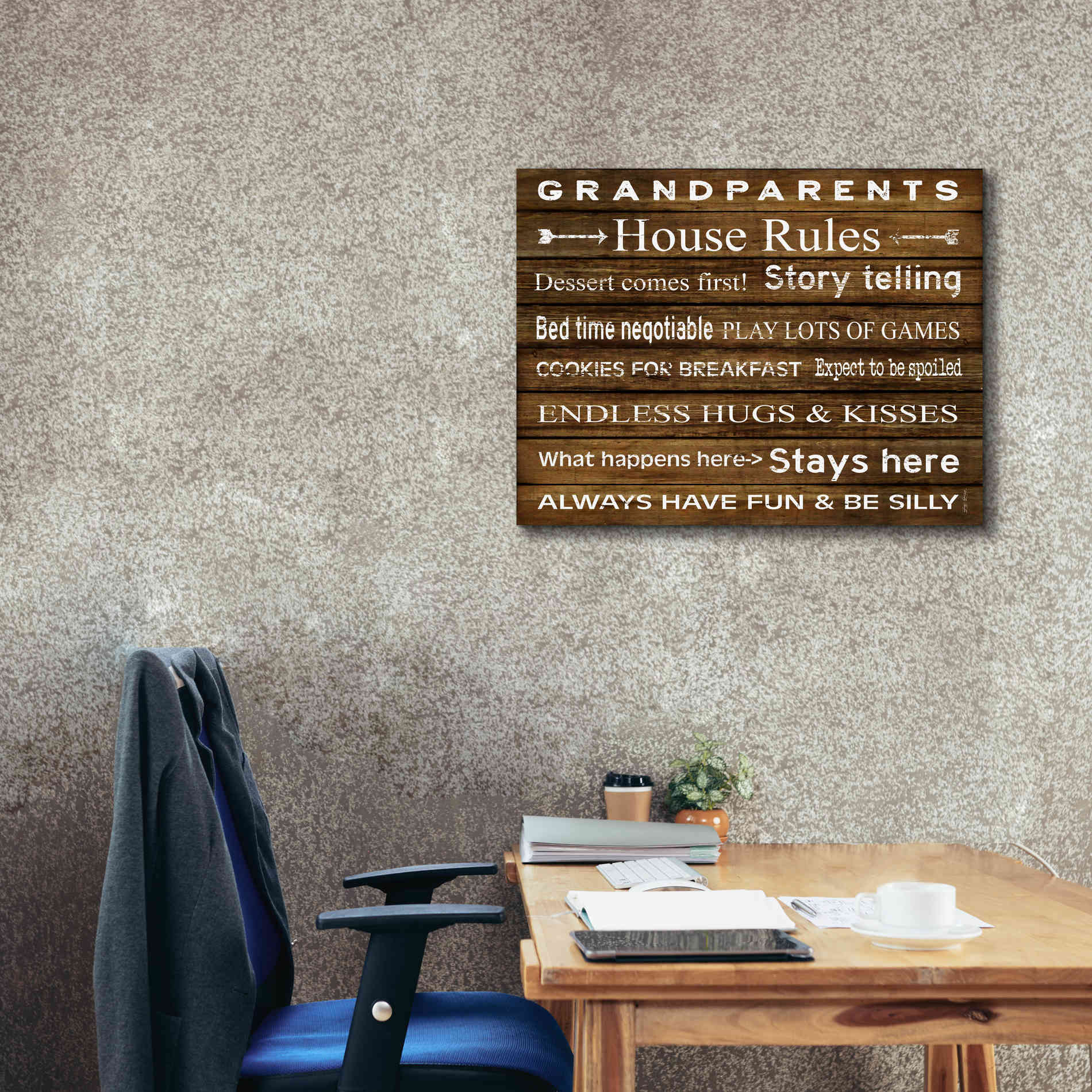 'Grandparents House Rules' by Cindy Jacobs, Canvas Wall Art,34 x 26