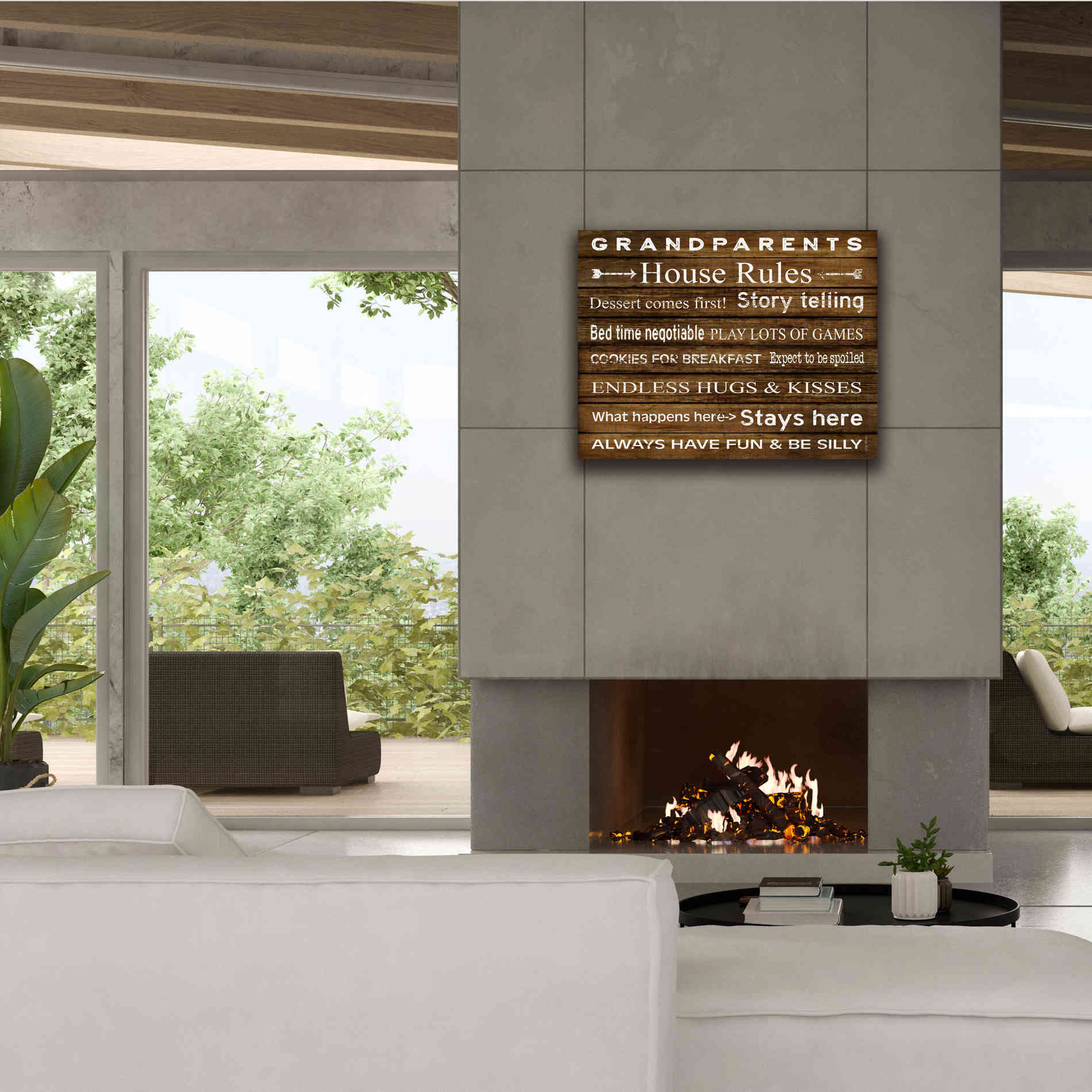 'Grandparents House Rules' by Cindy Jacobs, Canvas Wall Art,34 x 26