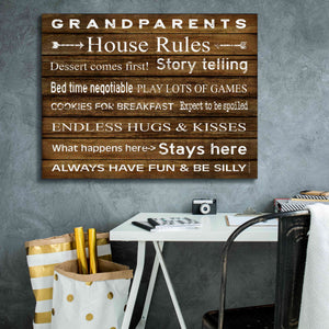 'Grandparents House Rules' by Cindy Jacobs, Canvas Wall Art,34 x 26