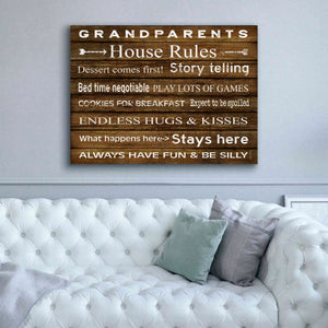 'Grandparents House Rules' by Cindy Jacobs, Canvas Wall Art,54 x 40
