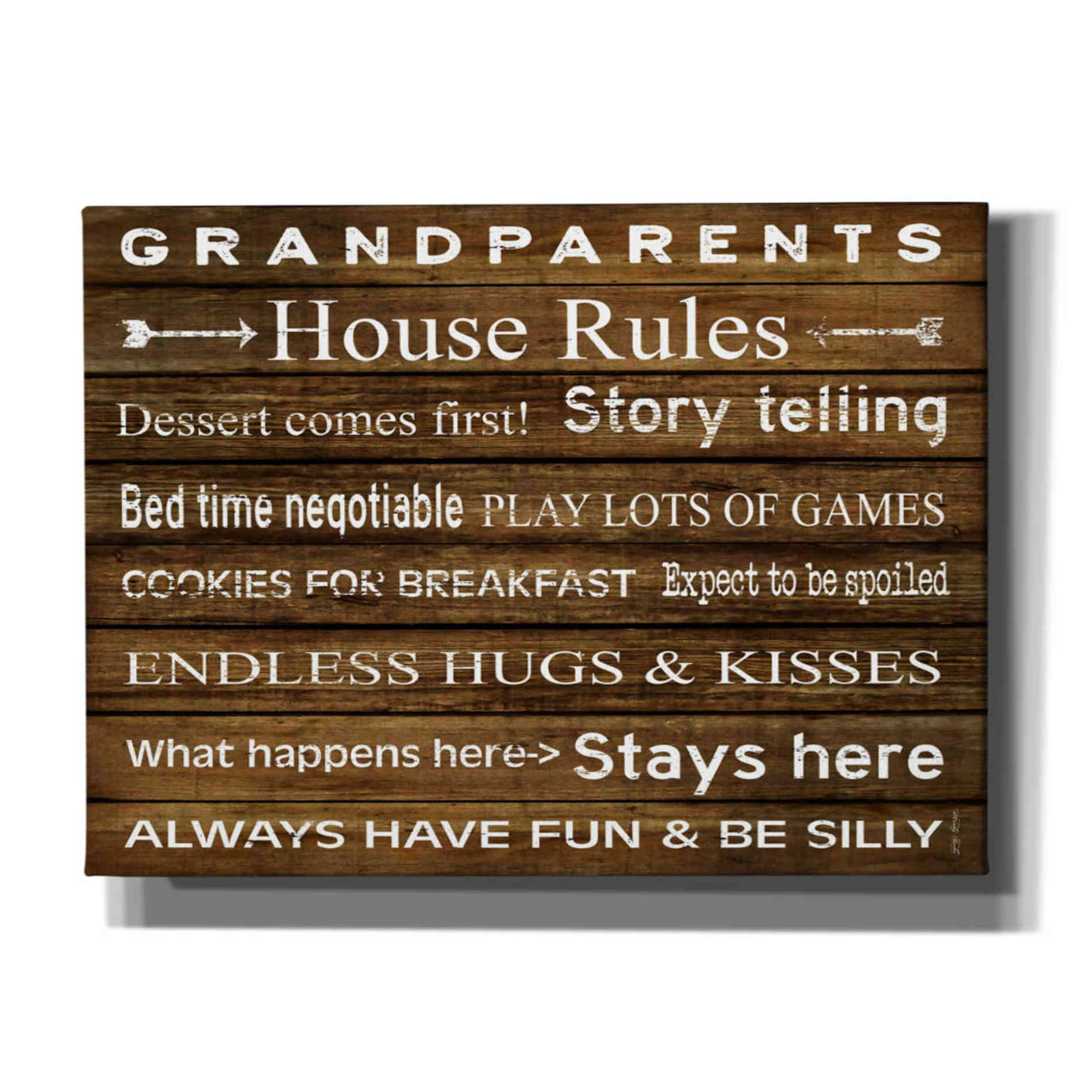 'Grandparents House Rules' by Cindy Jacobs, Canvas Wall Art