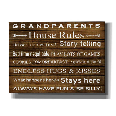 Image of 'Grandparents House Rules' by Cindy Jacobs, Canvas Wall Art