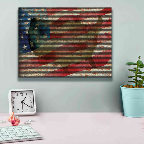 Image of 'American Flag on Metal' by Cindy Jacobs, Canvas Wall Art,16 x 12