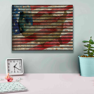 'American Flag on Metal' by Cindy Jacobs, Canvas Wall Art,16 x 12