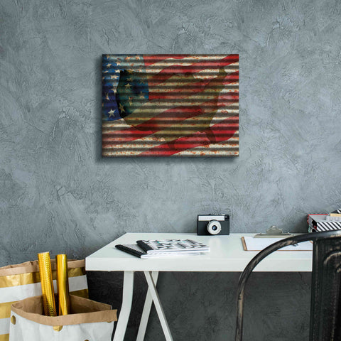 Image of 'American Flag on Metal' by Cindy Jacobs, Canvas Wall Art,16 x 12