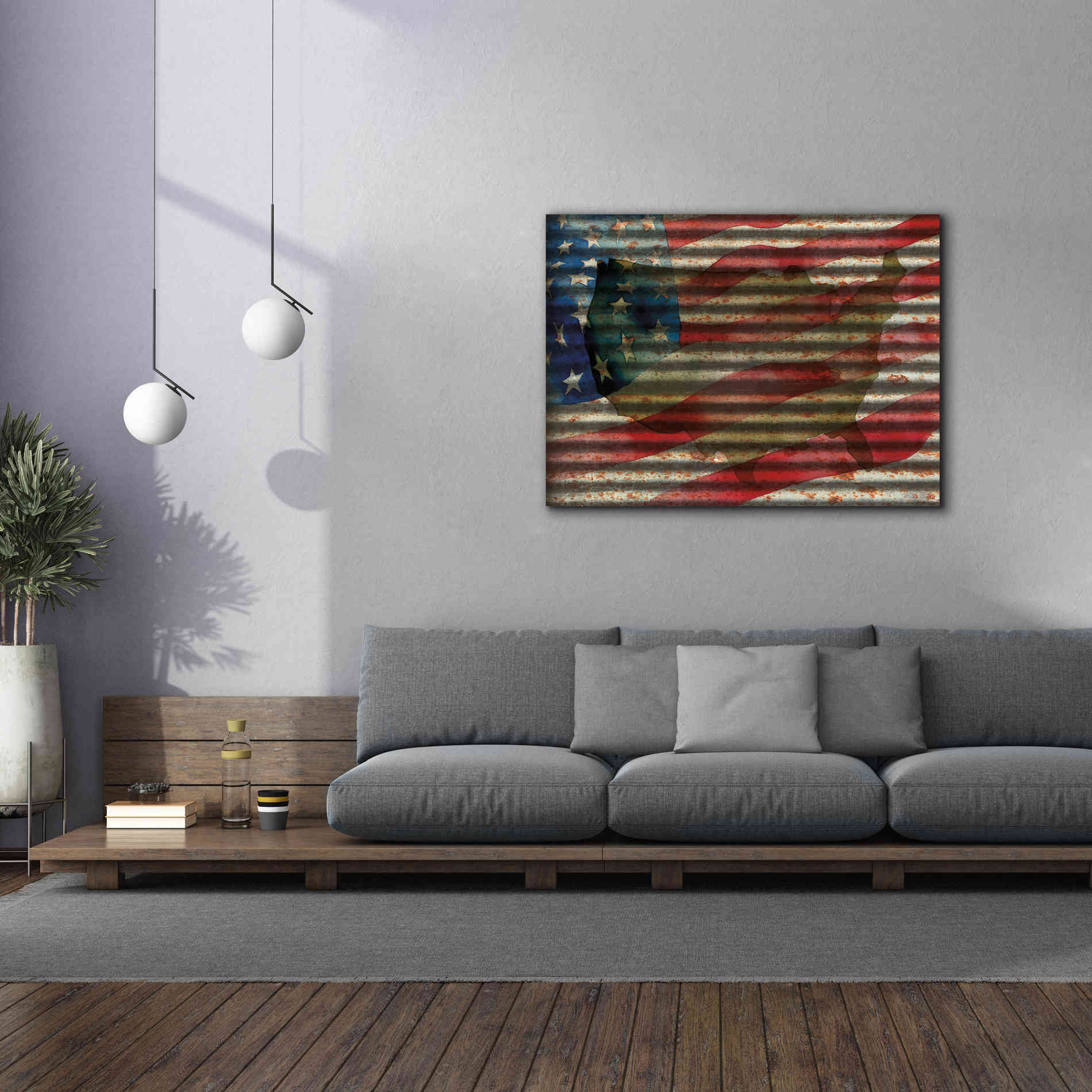 'American Flag on Metal' by Cindy Jacobs, Canvas Wall Art,54 x 40