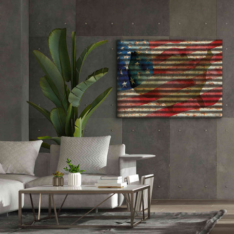 Image of 'American Flag on Metal' by Cindy Jacobs, Canvas Wall Art,54 x 40