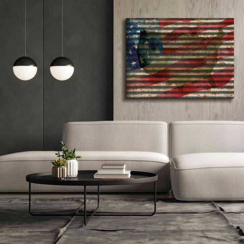 Image of 'American Flag on Metal' by Cindy Jacobs, Canvas Wall Art,54 x 40