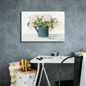 'Galvanized Watering Can Peonies' by Cindy Jacobs, Canvas Wall Art,26 x 18