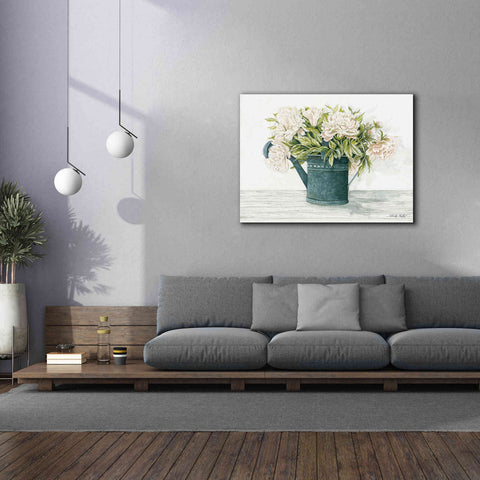 Image of 'Galvanized Watering Can Peonies' by Cindy Jacobs, Canvas Wall Art,54 x 40