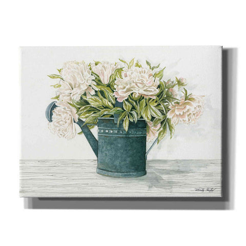 Image of 'Galvanized Watering Can Peonies' by Cindy Jacobs, Canvas Wall Art