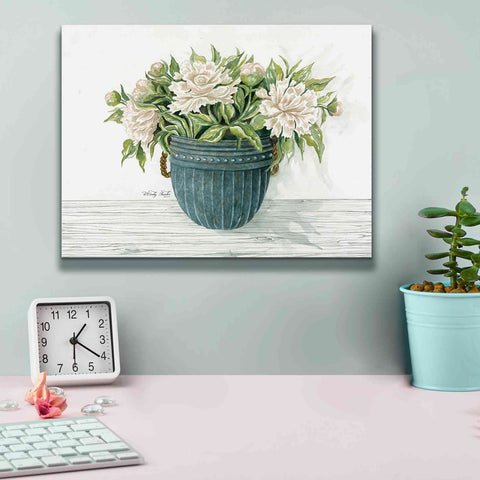 Image of 'Galvanized Pot Peonies' by Cindy Jacobs, Canvas Wall Art,16 x 12