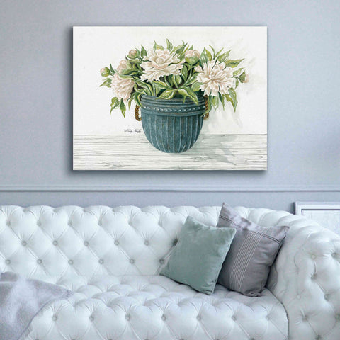 Image of 'Galvanized Pot Peonies' by Cindy Jacobs, Canvas Wall Art,54 x 40