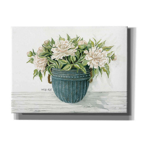Image of 'Galvanized Pot Peonies' by Cindy Jacobs, Canvas Wall Art