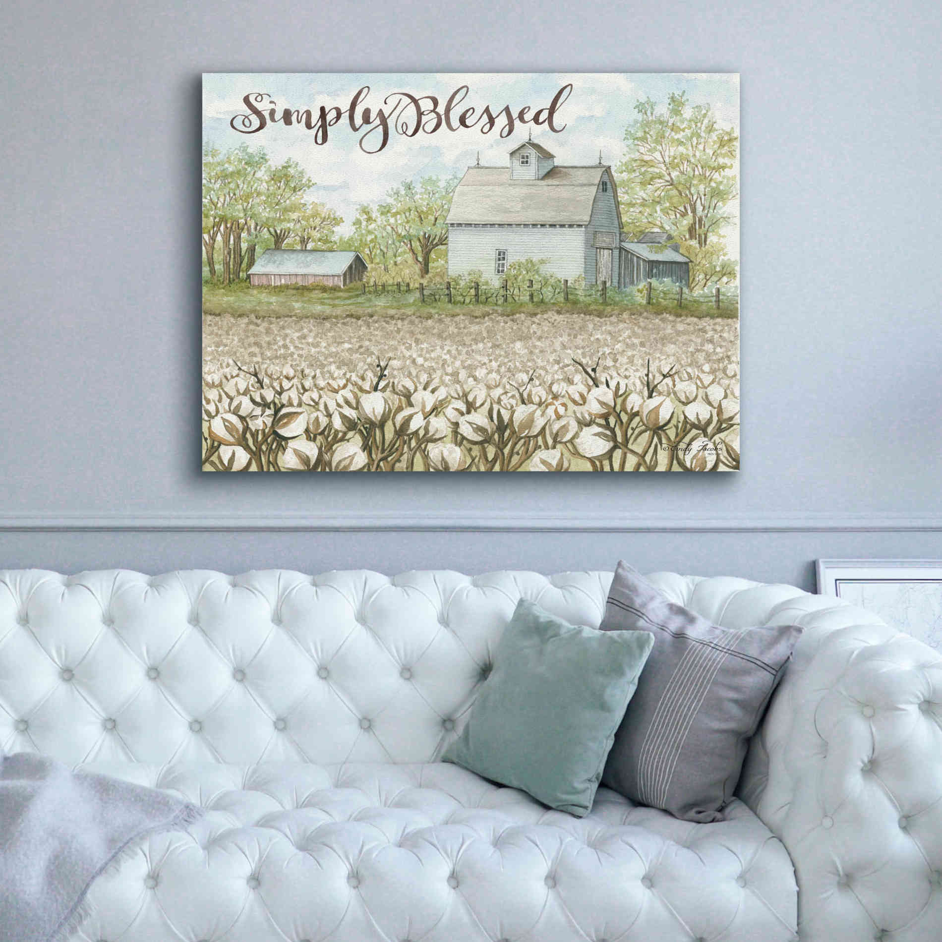 'Simply Blessed Farmhouse' by Cindy Jacobs, Canvas Wall Art,54 x 40