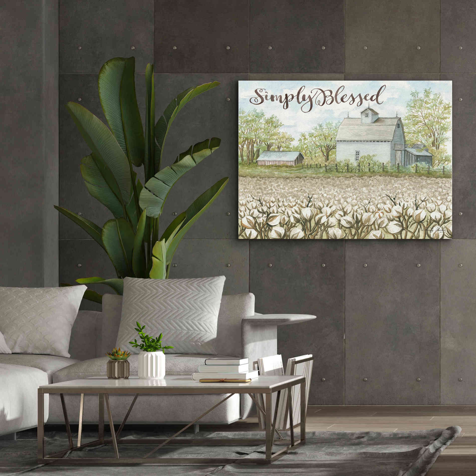 'Simply Blessed Farmhouse' by Cindy Jacobs, Canvas Wall Art,54 x 40