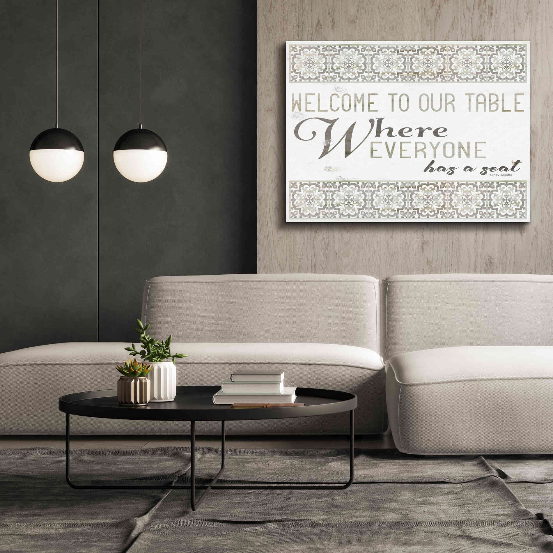 'Welcome to Our Table' by Cindy Jacobs, Canvas Wall Art,54 x 40