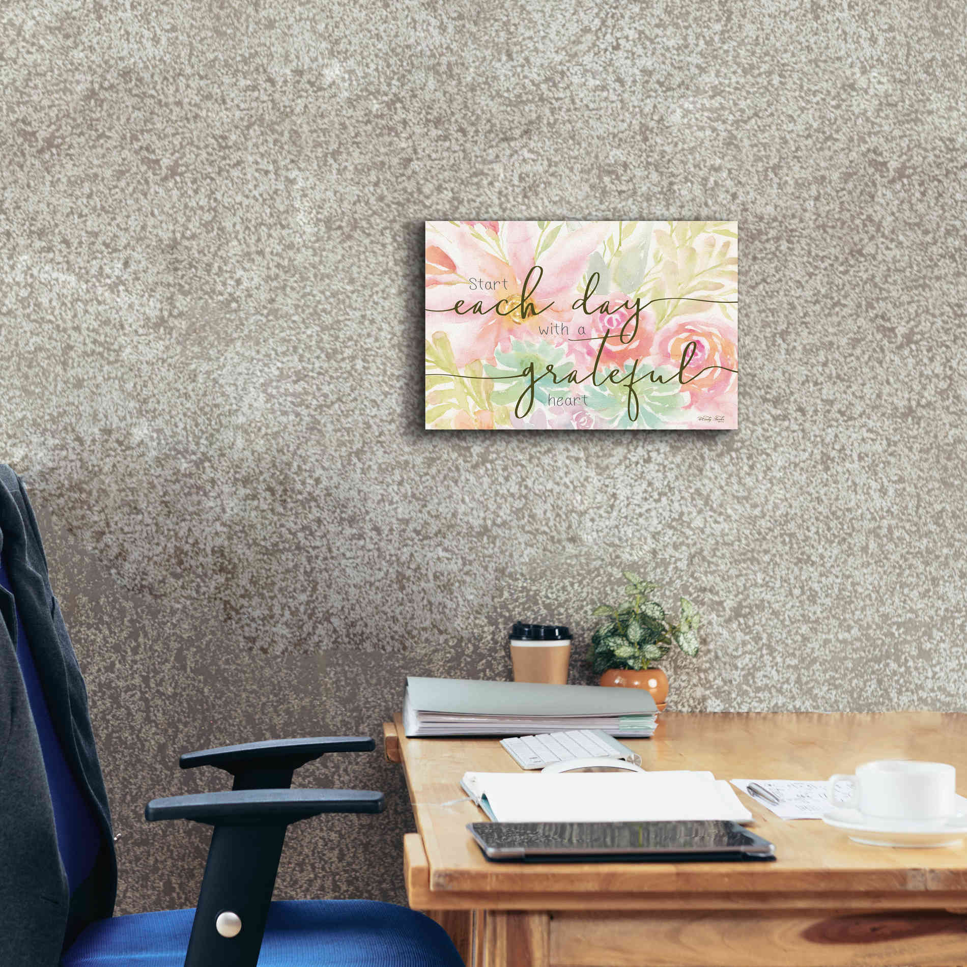 'Floral Grateful Heart' by Cindy Jacobs, Canvas Wall Art,18 x 12