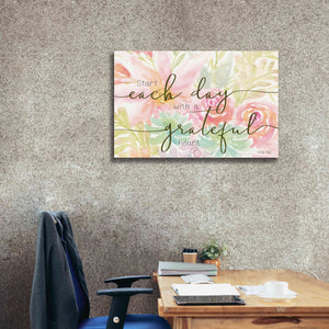 'Floral Grateful Heart' by Cindy Jacobs, Canvas Wall Art,40 x 26