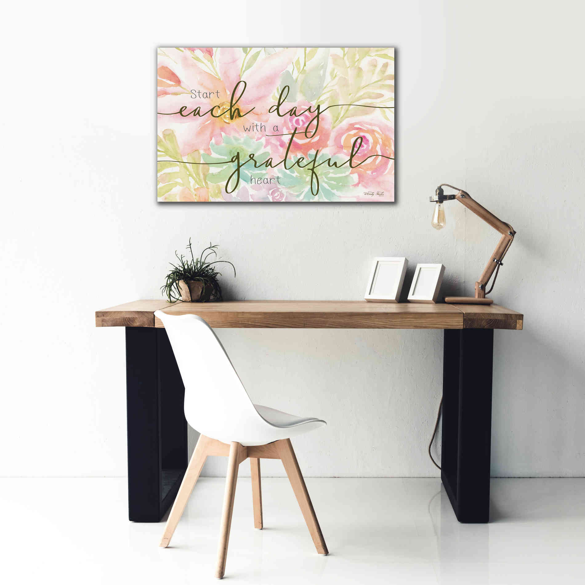 'Floral Grateful Heart' by Cindy Jacobs, Canvas Wall Art,40 x 26