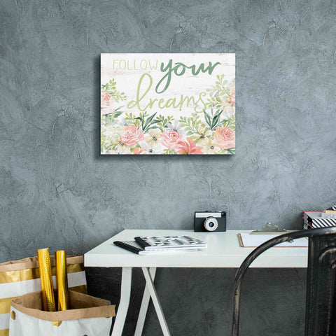 Image of 'Floral Follow Your Dreams' by Cindy Jacobs, Canvas Wall Art,16 x 12