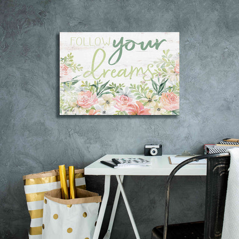 Image of 'Floral Follow Your Dreams' by Cindy Jacobs, Canvas Wall Art,26 x 18