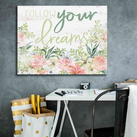 Image of 'Floral Follow Your Dreams' by Cindy Jacobs, Canvas Wall Art,34 x 26