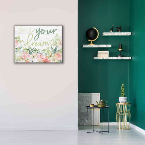 Image of 'Floral Follow Your Dreams' by Cindy Jacobs, Canvas Wall Art,34 x 26