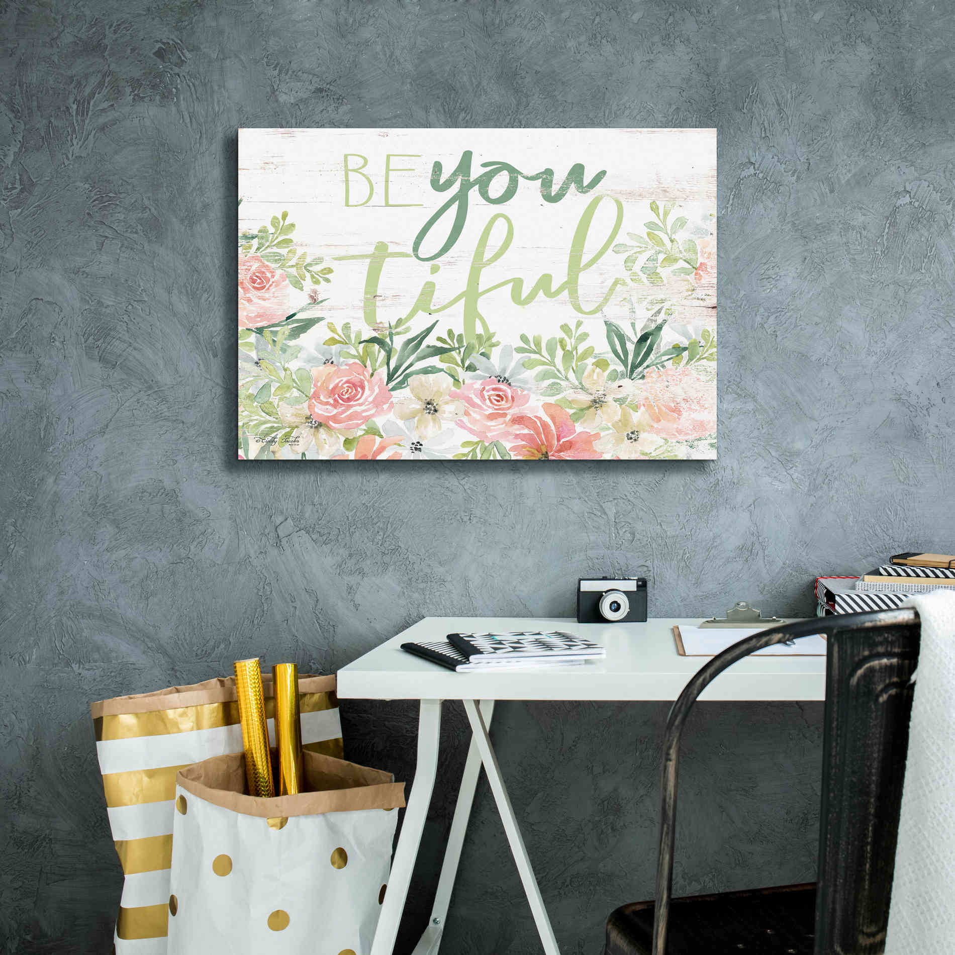 'Floral Be You Tiful' by Cindy Jacobs, Canvas Wall Art,26 x 18