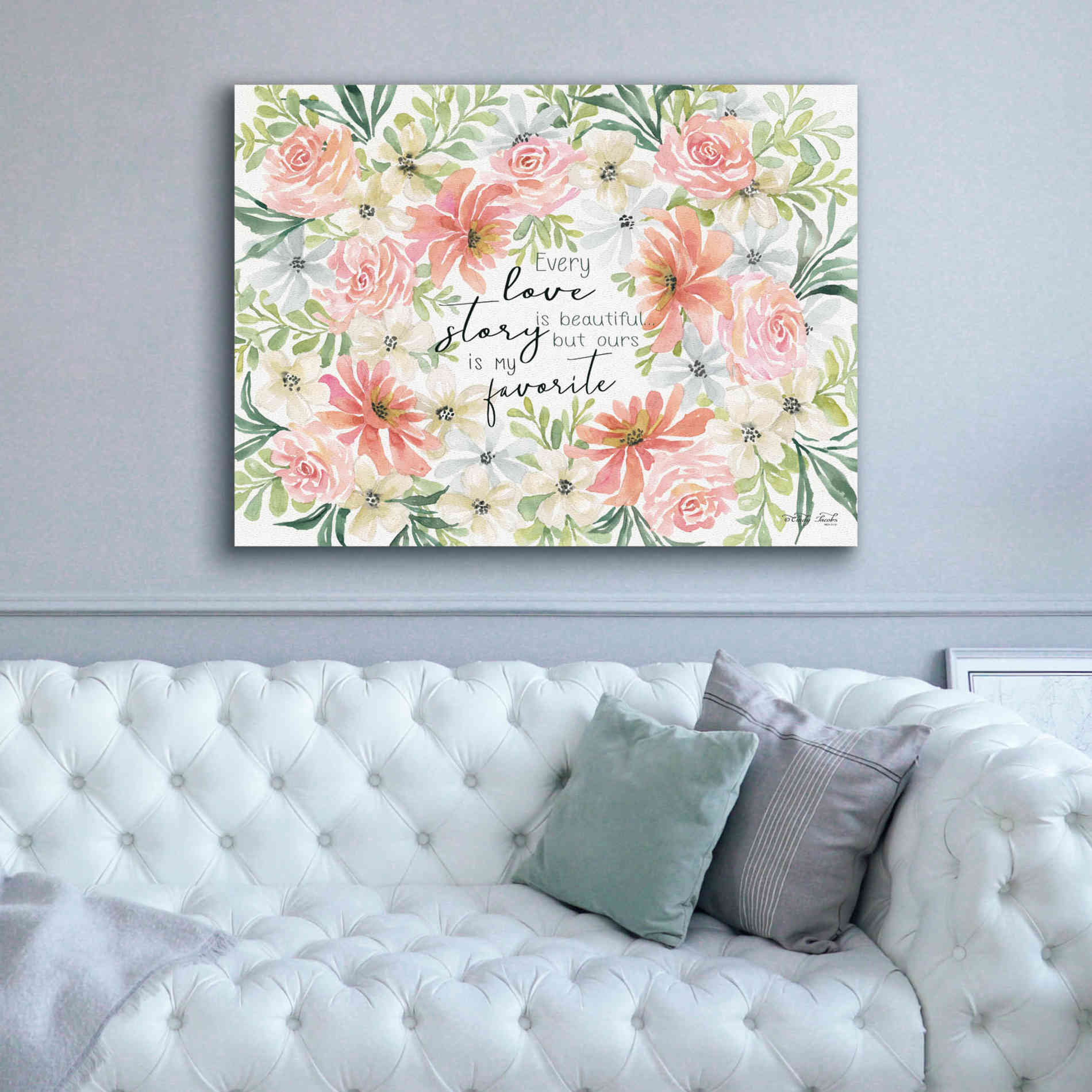 'Floral Love Story' by Cindy Jacobs, Canvas Wall Art,54 x 40