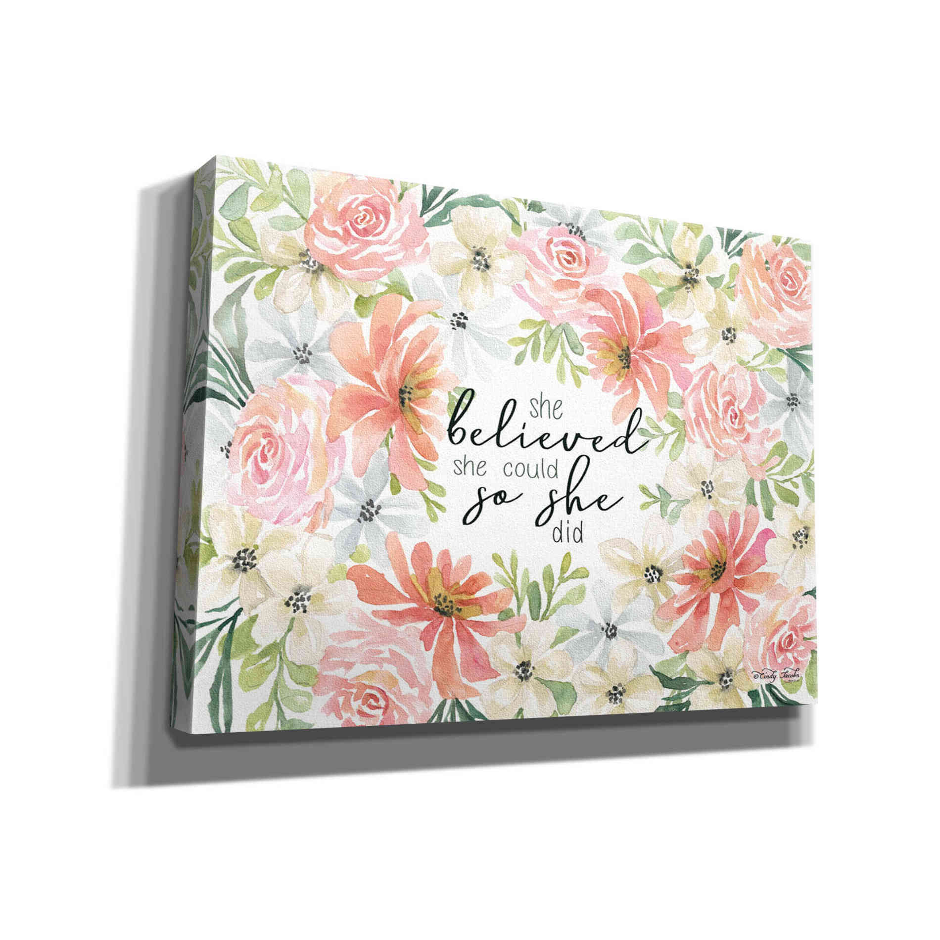 'Floral She Believed' by Cindy Jacobs, Canvas Wall Art
