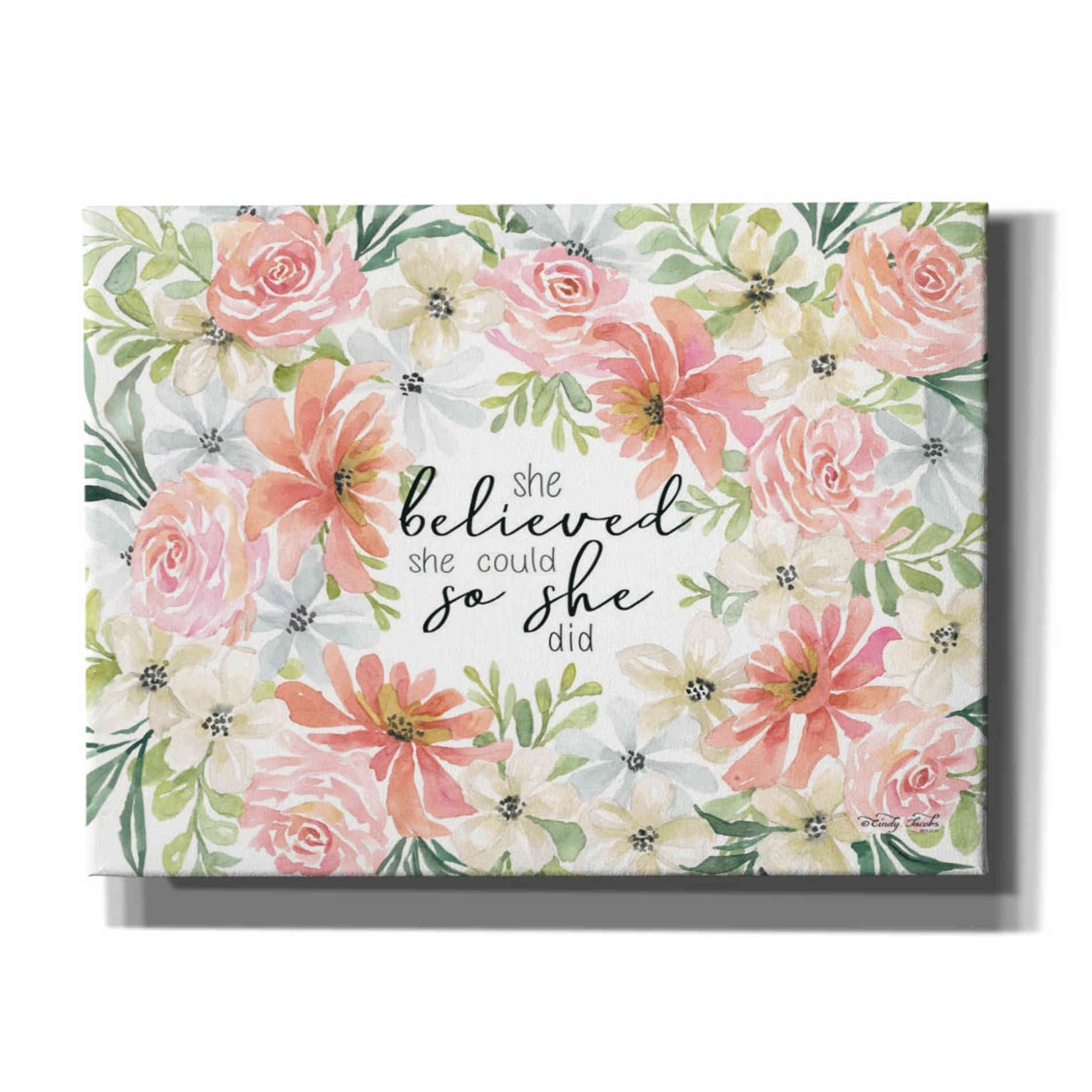 'Floral She Believed' by Cindy Jacobs, Canvas Wall Art