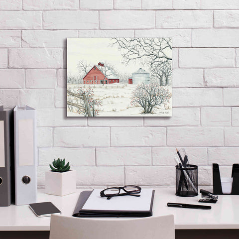 Image of 'Winter Barn' by Cindy Jacobs, Canvas Wall Art,16 x 12