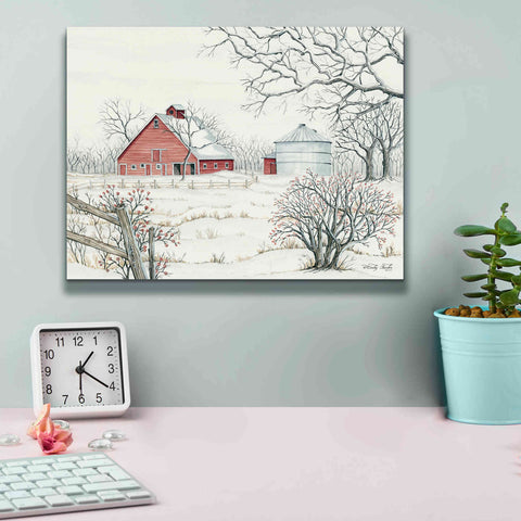 Image of 'Winter Barn' by Cindy Jacobs, Canvas Wall Art,16 x 12