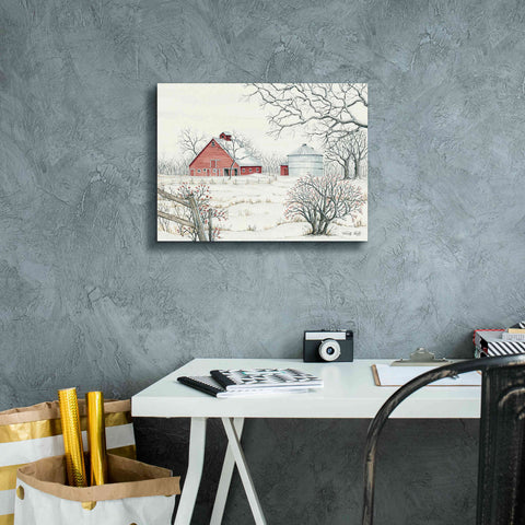 Image of 'Winter Barn' by Cindy Jacobs, Canvas Wall Art,16 x 12