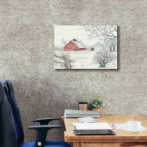 Image of 'Winter Barn' by Cindy Jacobs, Canvas Wall Art,26 x 18
