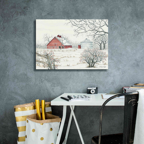 Image of 'Winter Barn' by Cindy Jacobs, Canvas Wall Art,26 x 18