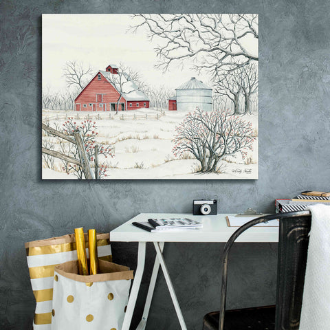 Image of 'Winter Barn' by Cindy Jacobs, Canvas Wall Art,34 x 26